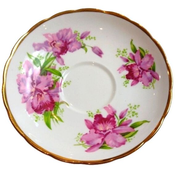 Vintage Grosvenor Orchid‎ Bone China Teacup with Matching Saucer - Picture 5 of 11